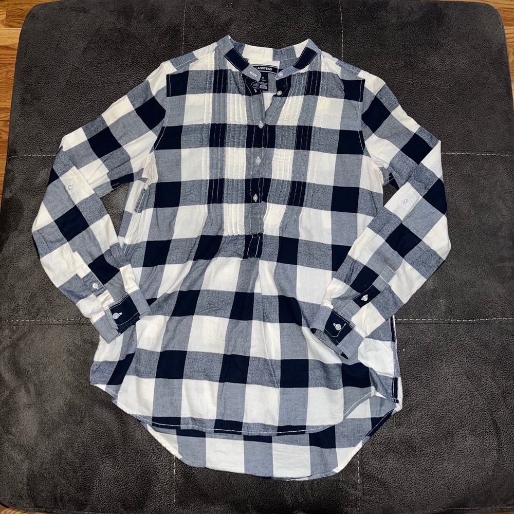 Blue and White Plaid Tunic